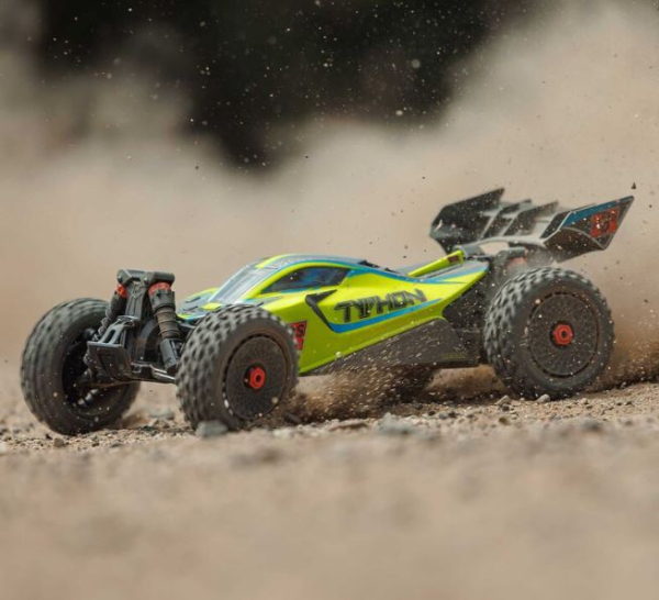 ARA4306V4T2 1/8 TYPHON 223S DSC 4X4 RTR Brushless Buggy, gelb